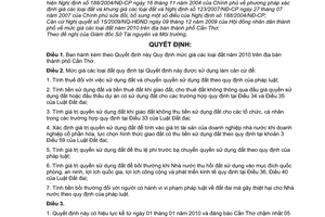 Quyết định 68/2009/QĐ-UBND mức giá các loại đất năm 2010 trên địa bàn thành phố Cần Thơ
