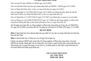 Quyết định 49/2009/QĐ-UBND bảo vệ công trình thủy lợi tỉnh Hà Tĩnh