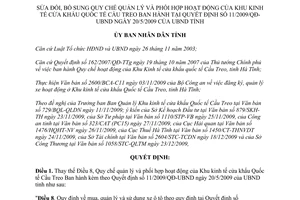 Quyết định 47/2009/QĐ-UBND sửa đổi Quy chế Khu kinh tế cửa khẩu Quốc tế Cầu Treo Hà Tĩnh