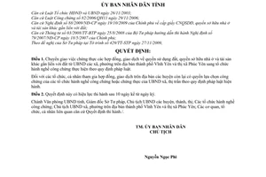 Quyết định 66/2009/QĐ-UBND chuyển giao  chứng thực các hợp đồng, giao dịch từ UBND cấp xã trên địa bàn thành phố Vĩnh Yên và thị xã Phúc Yên sa