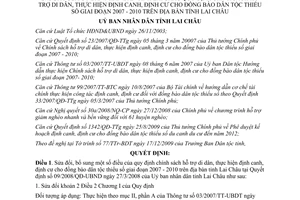 Quyết định 40/2009/QĐ-UBND sửa đổi Quyết định 09/2008/QĐ-UBND Lai Châu