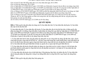 Quyết định 35/2009/QĐ-UBND thẩm quyền ủy quyền cấp giấy phép xây dựng