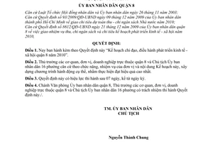 Quyết định 11/2009/QĐ-UBND Kế hoạch chỉ đạo, điều hành phát triển kinh tế - xã hội quận 8 năm 2010