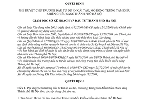 Quyết định 880/QĐ-KH&ĐT phê duyệt chủ trương đầu tư dự án cải tạo, mở rộng Trung tâm điều khiển chiếu sáng thành phố Hà Nội