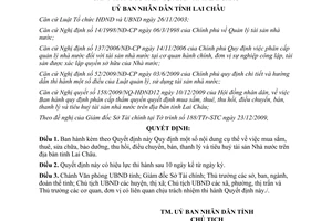 Quyết định 42/2009/QĐ-UBND quản lý sử dụng tài sản nhà nước Lai Châu
