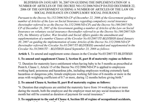 Circular No. 41/2009/TT-BLDTBXH guiding amendment Circular No.03/2007/TT-BLDTBXH