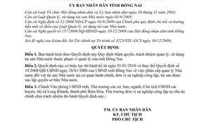 Quyết định 92/2009/QĐ-UBND thẩm quyền, trách nhiệm quản lý, sử dụng tài sản Nhà nước tỉnh Đồng Nai