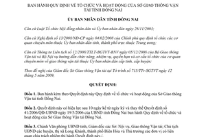 Quyết định 91/2009/QĐ-UBND tổ chức hoạt động Sở Giao thông Vận tải Đồng Nai