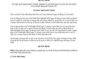 Quyết định 2889/QĐ-UBND năm 2009 quy định về Sở Kế hoạch và Đầu tư tỉnh Thừa Thiên Huế