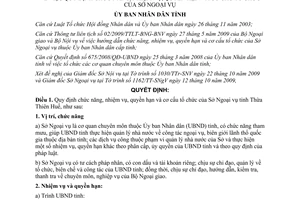 Quyết định 2887/QĐ-UBND Chức năng nhiệm vụ quyền hạn cơ cấu tổ chức Sở Ngoại vụ Thừa Thiên Huế