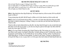 Quyết định 2081/QĐ-BKH  Kế hoạch thanh tra, kiểm tra năm 2010