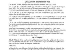 Quyết định 78/2009/QĐ-UBND phát triển Khu công nghiệp Kon Tum đến 2020