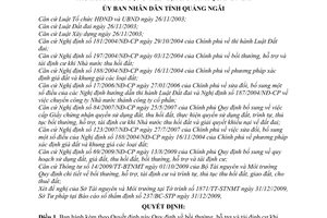 Quyết định 66/2009/QĐ-UBND bồi thường, hỗ trợ tái định cư khi Nhà nước thu hồi đất áp dụng trên địa bàn tỉnh Quảng Ngãi