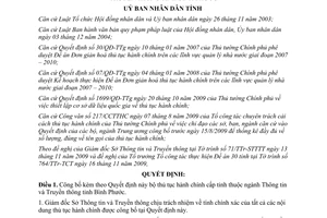 Quyết định 74/2009/QĐ-UBND công bố bộ thủ tục hành chính cấp tỉnh