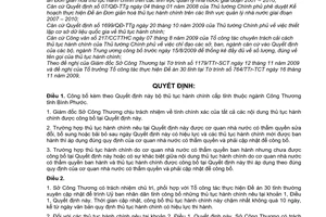 Quyết định 68/2009/QĐ-UBND công bố bộ thủ tục hành chính cấp tỉnh