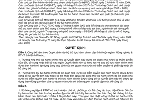 Quyết định 73/2009/QĐ-UBND bộ thủ tục hành chính cấp tỉnh