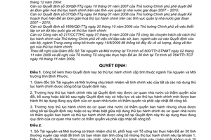 Quyết định 70/2009/QĐ-UBND công bố bộ thủ tục hành chính cấp tỉnh