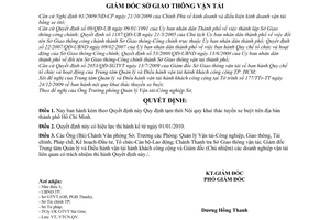 Quyết định 4331/QĐ-SGTVT Quy định tạm thời Nội quy khai thác