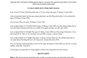 Quyết định 5168/2006/QĐ-UBND Khai thác Bảo vệ nguồn lợi thủy sản tỉnh Tiền Giang