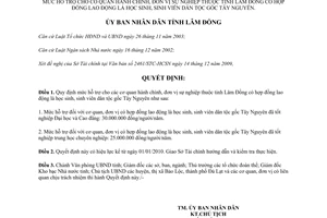 Quyết định 3331/QĐ-UBND 2009 hỗ trợ cơ quan có hợp đồng lao động sinh viên dân tộc Lâm Đồng