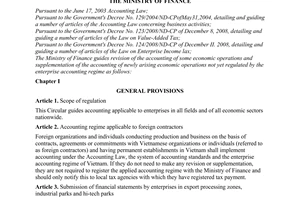 Circular No. 244/2009/TT-BTC, amending and supplementing the enterprise accounting regime
