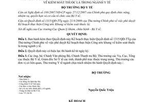 Quyết định 5281/QĐ-BYT  Kế hoạch thực hiện kiểm soát thuốc lá