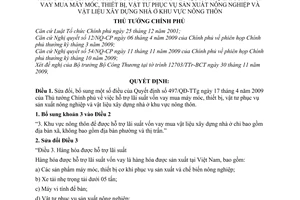 Quyết định 2213/QĐ-TTg  sửa đổi Quyết định 497/QĐ-TTg hỗ trợ lãi suất vốn vay mua máy móc, thiết bị, vật tư phục vụ sản xuất nông nghiệp