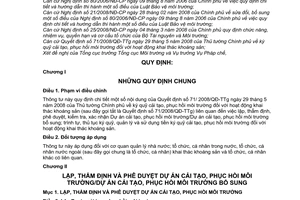 Thông tư 34/2009/TT-BTNMT  lập, phê duyệt, kiểm tra, xác nhận Dự án cải tạo, phục hồi môi trường ký quỹ cải tạo, phục hồi môi trường