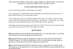 Quyết định 50/2009/QĐ-UBND chức năng nhiệm vụ quyền hạn tổ chức bộ máy Sở Giao thông vận tải Lào Cai