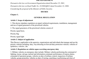 Decree No. 109/2009/ND-CP regulation on signal of priortized vehicles