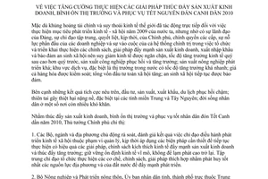 Chỉ thị 2008/CT-TTg  giải pháp thúc đẩy sản xuất kinh doanh, bình ổn thị trường  phục vụ Tết Nguyên đán Canh dần 2010