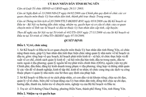 Quyết định 2437/QĐ-UBND 2009 chức năng nhiệm vụ quyền hạn Sở KH&ĐT Hưng Yên