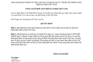 Quyết định 1400/QĐ-BHXH  tiêu chuẩn cán bộ quản lý