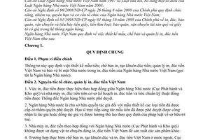 Thông tư 23/2009/TT-NHNN  thiết kế mẫu, chế bản quản lý in, đúc tiền Việt Nam