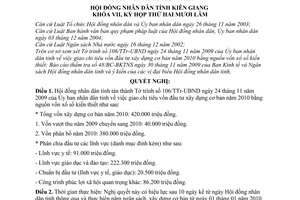 Nghị quyết 83/2009/NQ-HĐND giao chỉ tiêu vốn đầu tư xây dựng cơ bản năm 2010 bằng nguồn vốn xổ số kiến thiết