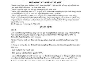Quyết định 2896/QĐ-NHNN điều chỉnh Chương trình xây dựng văn bản quy phạm pháp luật Ngân hàng Nhà nước Việt Nam