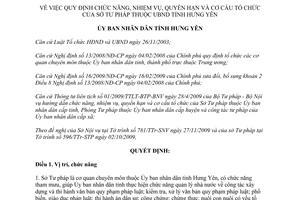 Quyết định 2439/QĐ-UBND 2009 chức năng nhiệm vụ quyền hạn cơ cấu tổ chức Sở Tư pháp Hưng Yên