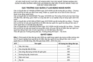 Quyết định 69/QĐ-QLLĐNN phê duyệt chỉ tiêu, kế hoạch đào tạo các nghề trong ngành xây dựng điều dưỡng viên lao động đi làm việc ở nước ngoài