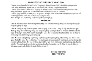Thông tư 35/2009/TT-BGDĐT Quy chế tổ chức hoạt động trường Trung cấp chuyên nghiệp tư thục