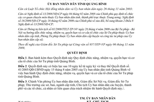 Nghị quyết 27/2009/QĐ-UBND chức năng nhiệm vụ quyền hạn Sở Tư pháp Quảng Bình