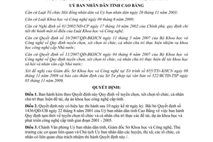 Quyết định 2924/2009/QĐ-UBND chọn tổ chức cá nhân  thực hiện đề tài KHCN Cao Bằng