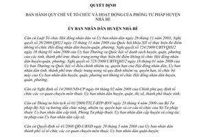 Quyết định 625/2009/QĐ-UBND Quy chế tổ chức hoạt động Phòng Tư pháp Nhà Bè Hồ Chí Minh