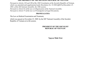 Order No. 17/2009/L-CTN, on the promulgation of  Law