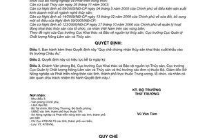 Quyết định 3477/QĐ-BNN-KTBVNL  Quy chế chứng nhận thủy sản khai thác xuất khẩu vào thị trường Châu Âu