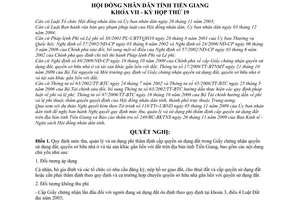 Nghị quyết 222/2009/NQ-HĐND mức thu, quản lý sử dụng phí thẩm định cấp quyền sử dụng đất trong Giấy chứng nhận