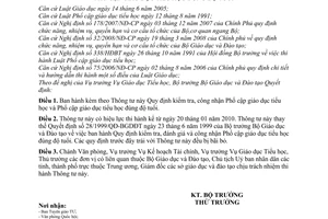 Thông tư 36/2009/TT-BGDĐT quy định kiểm tra, công nhận phổ cập giáo dục tiểu học
