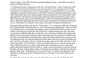 Nghị quyết 58/NQ-CP phiên họp Chính phủ thường kỳ tháng 11 năm 2009