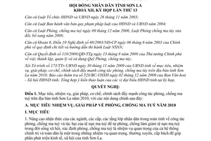 Nghị quyết 300/2009/NQ-HĐND công tác phòng chống ma tuý