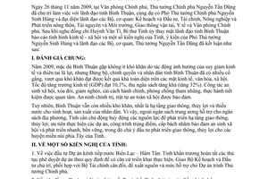 Thông báo 344/TB-VPCP Thủ tướng Nguyễn Tấn Dũng làm việc với Tỉnh Bình Thuận