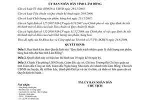 Quyết định 88/2009/QĐ-UBND quản lý chất lượng sản phẩm hàng hoá Lâm Đồng
